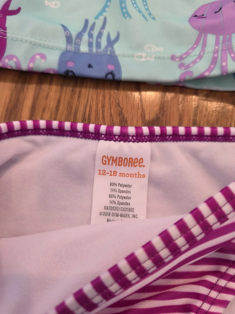 Gymboree Girls Light Blue & Purple Jellyfish Rash Guard Two-Piece Swim Set